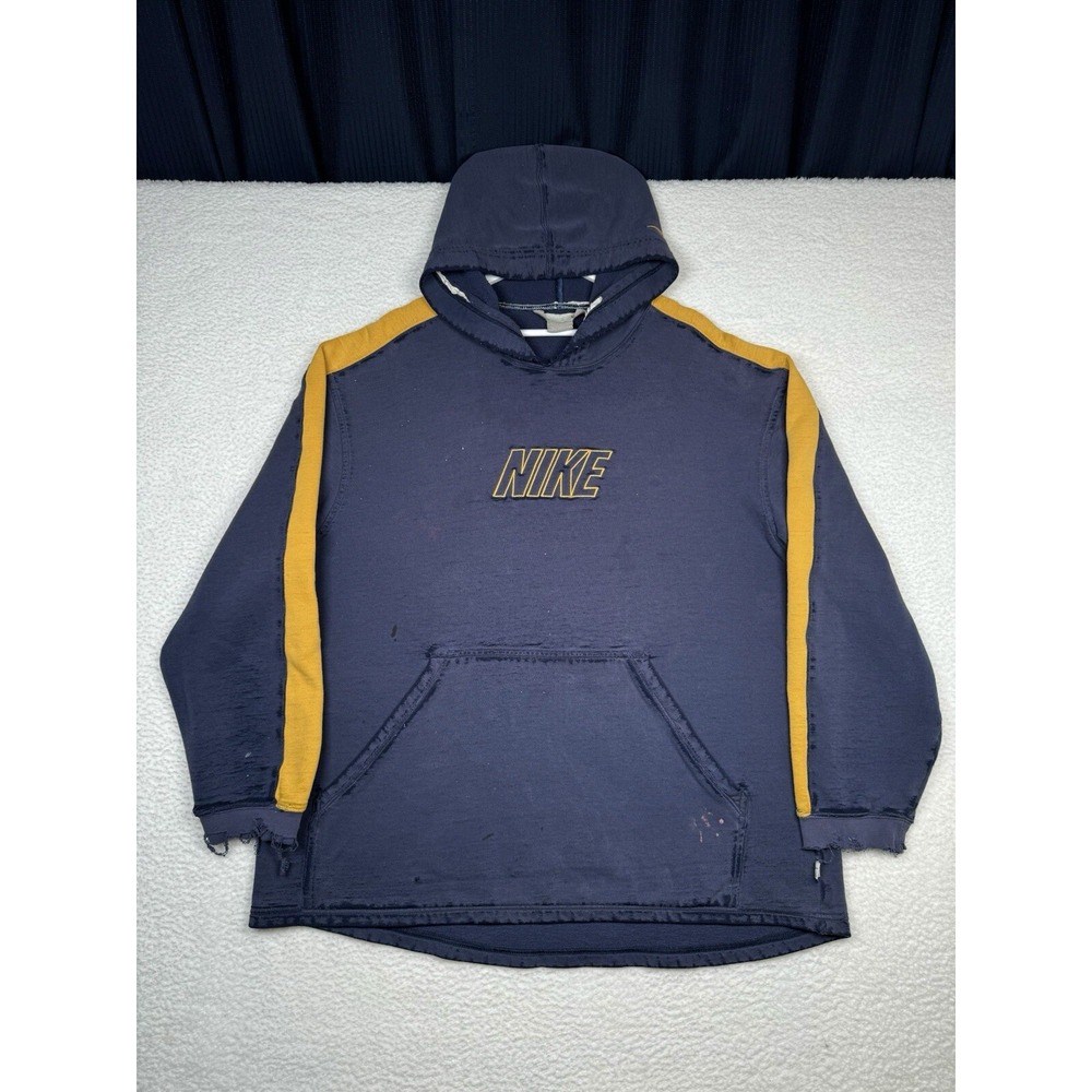 Vintage Y2K Nike Pullover Hoodie - Blue Yellow - Men's XL - Distressed Sun Faded